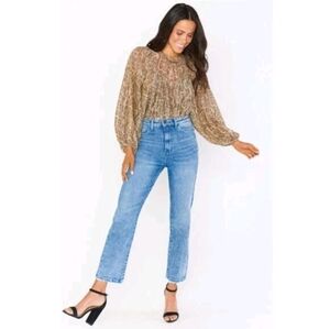 Show Me Your Mumu Happy Hour Metallic Snakeskin Long Sleeve Blouse Balloon